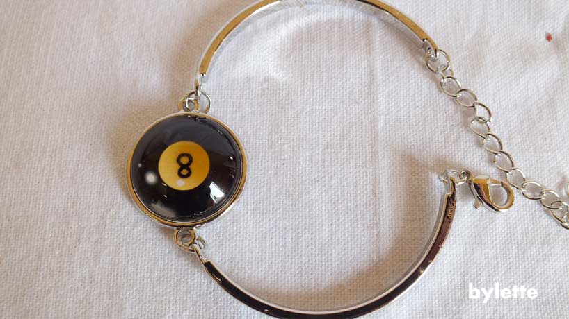 Ring bracelet fancy ball billiard 8